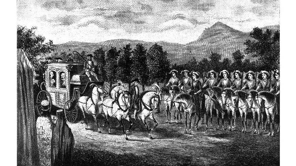 Na Krymu byla Kateřina uvítána jezdeckými amazonky, jejichž historikové tehdy považovali za předky Slovanů